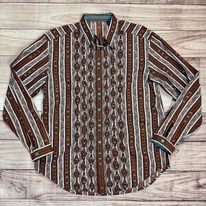 Robert Graham Brown and White Striped Button-Down Shirt, price is firm